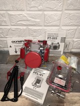 Olympus Tough Red PFL-01 &amp; PT-022 Underwater Camera Cases Bundle Lot Of ... - $261.36