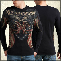 Xtreme Couture Rocket Crows Shield USA Flag Mens Long Sleeve Thermal Black S-2XL - £29.03 GBP