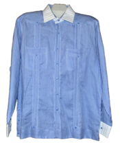 Mojito Men&#39;s Blue Stripes Linen Styled Sport  Casual Shirt Size XL - £62.04 GBP