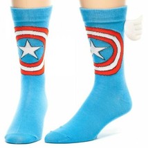 New Disney Marvel Comics Captain America Wings Crew Socks Sz 10-13 High Quality - £9.00 GBP