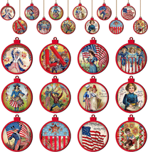 24 Pcs 4Th of July Ornaments for Tree Memorial Day Decorations Vintage Patriotic - £8.08 GBP