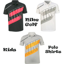 Nike Golf Polo Shirt New Boy&#39;s - Youth DRI-FIT Black White Gray Size M L Xl Nwt - £22.95 GBP