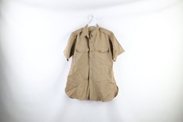 Vtg 40s Rockabilly Mens 15.5 Thrashed Wool Blend Safari Bush Button Shirt USA - £70.62 GBP