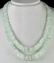 Aquamarine Carved Melon Beaded Necklace 2 L 567 Carats Natural Gemstone String - £1,192.79 GBP