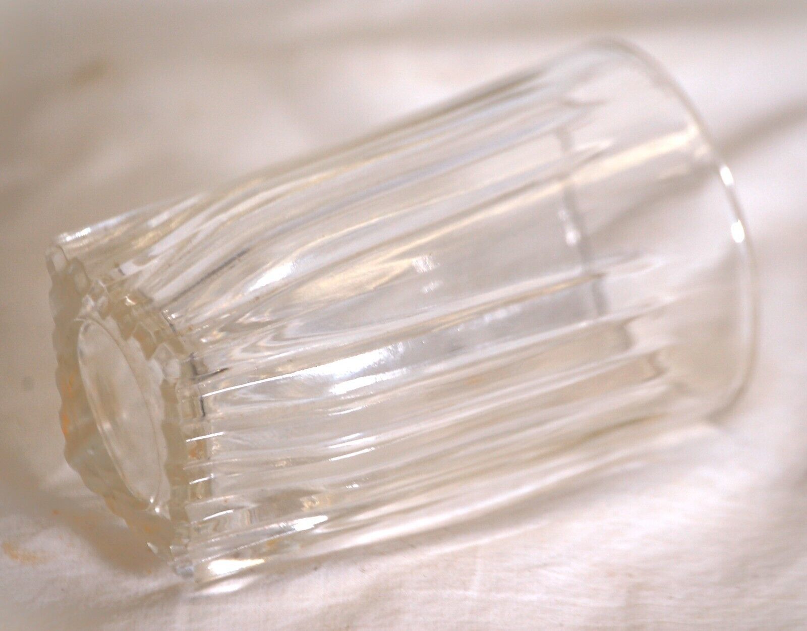 Clear Drinking Juice Glass Ribbed Sides Square Bottom MCM - $9.89