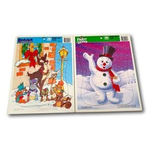 Vintage Golden Disney Tray Puzzle Lot 2 Christmas Frosty &amp; Rudolph 1989 - $29.65