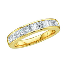 14kt Yellow Gold Princess Channel-set Diamond Single Row Wedding Band Si... - £470.40 GBP