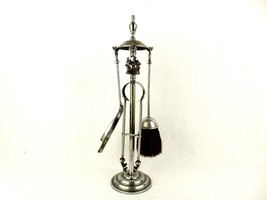 British Made Vintage Fireplace Set, 4 Fire Tending Tools, Wood Stove, Fi... - $68.55