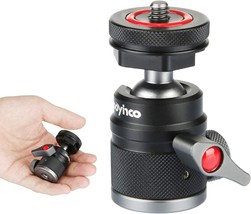 Mini Ball Head with 1/4&quot; Hotshoe Mount Adapter 360 Degree Rotatable Alum... - £27.09 GBP