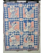 Disney Vintage Woven Knit Baby Blanket Mickey Mouse Minnie Donald Duck 3... - $444.38 MXN
