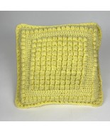 Vintage Handmade Yellow Crochet Square Accent Pillow - $516.70 MXN