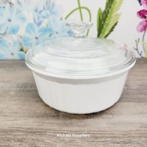 Corning Ware F-5-B French White 1.5 Qt Round Casserole Dish with Pyrex G5C Lid  - £15.93 GBP