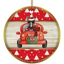 hdhshop24 Funny Miniature Bull Terrier Dog Ride Car Ornament Gift Pine Tree Patt - £15.51 GBP