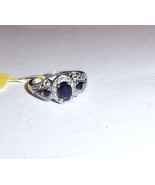 KANCHANABURI BLUE SAPPHIRE OVAL &amp; ROUND RING, PLATINUM / 925, SIZE 8, 0.... - £43.26 GBP