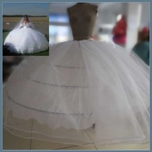 White Bridal Ball Gown Under Skirt 4 Hoops 2 Layers Tulle Puffy Wide Petticoat