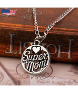 Super Mom Daughter Son Love Mama Women Necklace Pendant for Mothers Day ... - £7.68 GBP