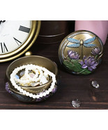 Ebros Nouveau Dragonfly Flitting Lily Over The Pond Round Jewelry Box Fi... - €21,25 EUR