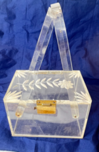 1950&#39;s Clear Lucite Purse Carved Flower Box Style Ladies Handbag Double ... - £62.53 GBP