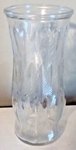 Early American Pressed Glass Vase Clear With Embossed Raised Leaves 8.5&quot;... - $7.84