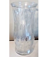 Early American Pressed Glass Vase Clear With Embossed Raised Leaves 8.5&quot;... - £6.16 GBP