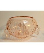 Pink Depression Glass Dolphin Cupped Bowl W Diamond Optic Pattern - $35.00
