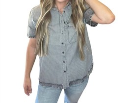 Doe And Rae jewel patchwork denim shirt in Black Denim - size L - £33.96 GBP