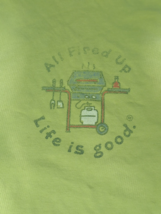 Life Is Good FLAWS men's XL All Fired Up grill t shirt green READ - $5.93