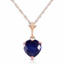 1.55 Carat 14K Solid Rose Gold Gemstone Necklace Natural Heart Sapphire 14&quot;-24&quot; - £198.03 GBP