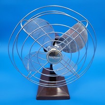 Vintage Chrome &amp; Brown Temp-Master McGraw Edison Co Desk 10” Fan Model 1... - $39.59