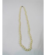 Vintage 30&quot; Cream Faux Pearl Necklace Tied Between Single Strand - £22.40 GBP