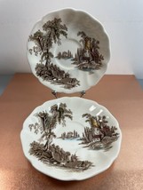 VTG lot of 2 Johnson Brothers The Old Mill China brown Multi color Saucers - $14.85