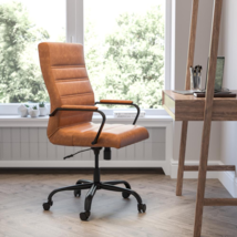 High Back Brown LeatherSoft Executive Swivel Office Chair with Black - £199.72 GBP+