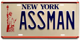 Seinfeld Kramer ASSMAN Replica New York Vanity License Plate Tin Sign Man Cave b - £5.49 GBP