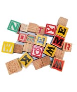 Vintage 23 Pieces Wooden Painted Alphabet Number Picture Blocks 1.75&quot; Kids - $10.92 CAD