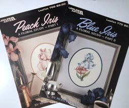 Peach Iris &amp; Blue Iris A Floral Study Part 1 &amp; 2 Leisure Arts Cross Stit... - $9.95
