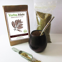 4 Pc Argentina Yerba Mate Tea Gourd Cup Straw Bombilla 6 Oz Leaf Bag Kit... - £19.74 GBP