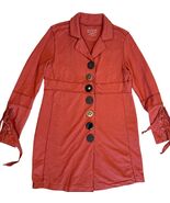 Neon Buddha Jacket Womens M Rust Coral Button Front Lace Up Cuffs Tunic ... - $21.32