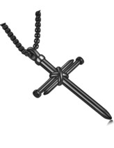 Men&#39;s Nail Cross Necklace Stainless Steel Cross - £40.36 GBP
