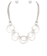 Mix Ring Statement Necklace Set - £15.92 GBP