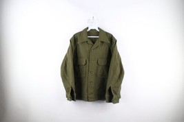 Vintage 50s Korean War Mens XL Faded Heavyweight Wool Military Field Shirt Green - £70.04 GBP
