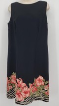 AGB Sleeveless Shift Dress Women Size Medium Black  Soft Pink Floral Kne... - $13.37