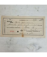 Vintage 1938 Clarksburg Publishing Co Receipt for Classified Advertising - $11.00