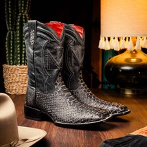 Marco Di Milano Genuine Snake Skin Cowboy Boot Missouri Stone White image 5