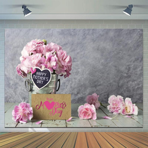 Mother&#39;S Day Backdrops Pink Carnation Background 7X5Ft Happy Mother&#39;S Day Backdr - £13.43 GBP