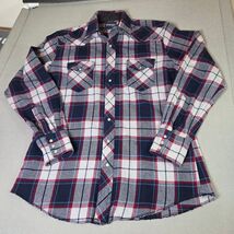 Wrangler Pearl Snap Western Plaid Long Sleeve Shirt Red Blue 22x32 - $17.95