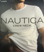 3 GENUINE NAUTICA SIZES: S OR M WHITE MENS COTTON CREW NECK T-SHIRTS UND... - $26.90