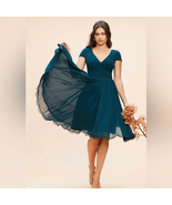 DRESS THE POPULATION Corey Dress, Fit &amp; Flare, Blue/Green Pine, Medium 8... - $2,948.02 MXN
