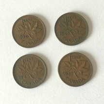 CANADA one cent copper  LOT OF 4 Canadian Pennies 1940 1943 1945 1947 PENNY - £3.15 GBP