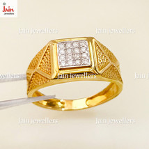 18 Kt Real Solid Gold Engagement Wedding Men&#39;s Ring CZ Size 8 9 10 11 12 13 14 - £497.78 GBP+