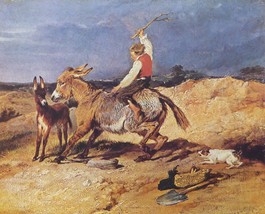 Boy, Donkey and Foal - Mischief in full play - Sir Edwin Landseer - Framed Pictu - £25.46 GBP